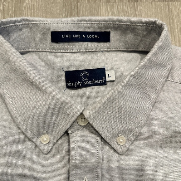 Simply Southern Light Blue Grey Long Sleeve Button Down Shirt | 100% Cotton - Picture 2 of 7